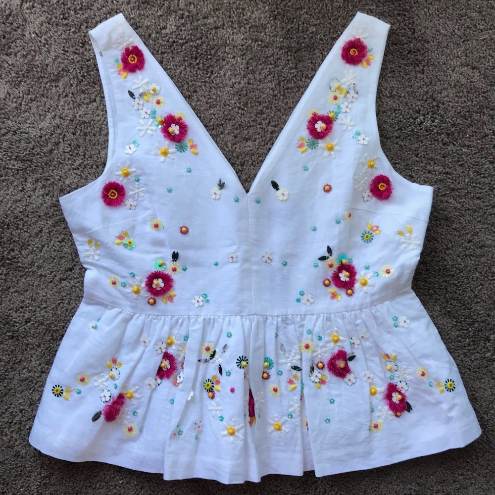 J. Crew Embellished Peplum Tank